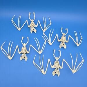 Lot Of 4 Seasons Crazy Bonez Hanging Bat Skeletons Halloween Props 12" Wingspan